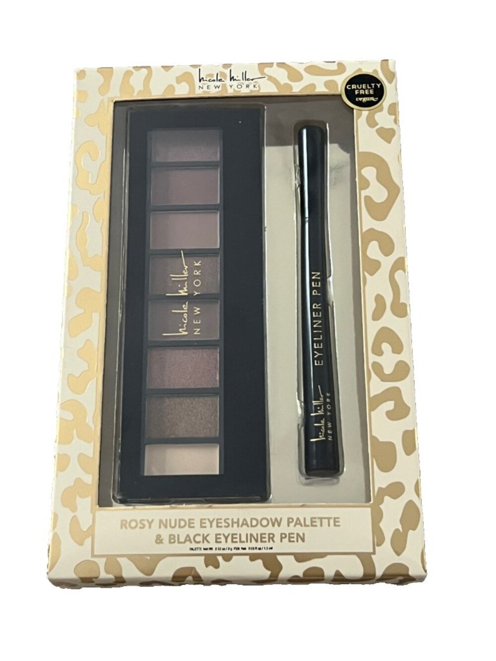Nicole Miller New York Rosy Nude Eyeshadow Palette & Black Eyeliner Pen